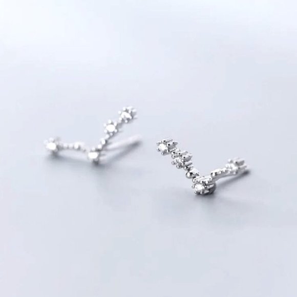 Free People Jewelry - Aries Constellation Star Minimalist Astrology Zodiac Sign Silver Stud Earrings